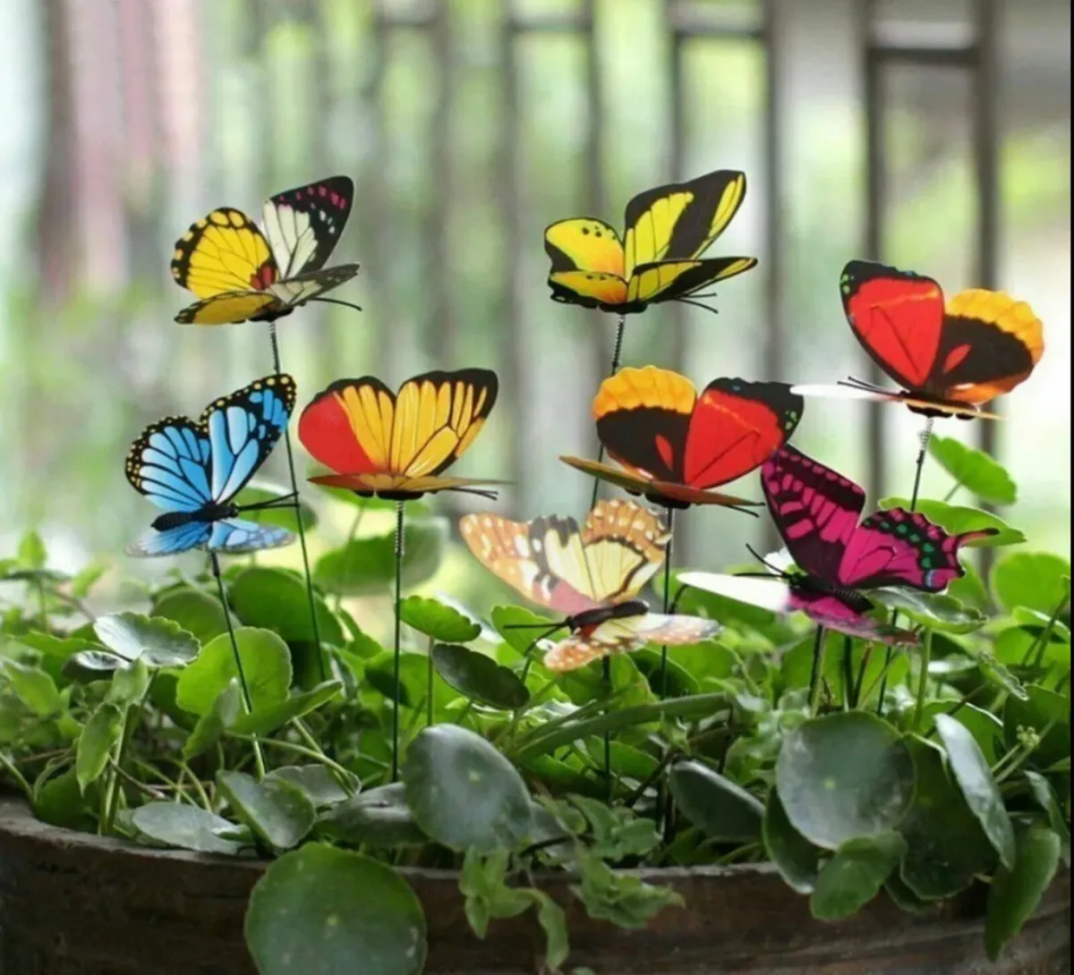 50 x Colourful Garden Butterflies On Sticks - Image 1