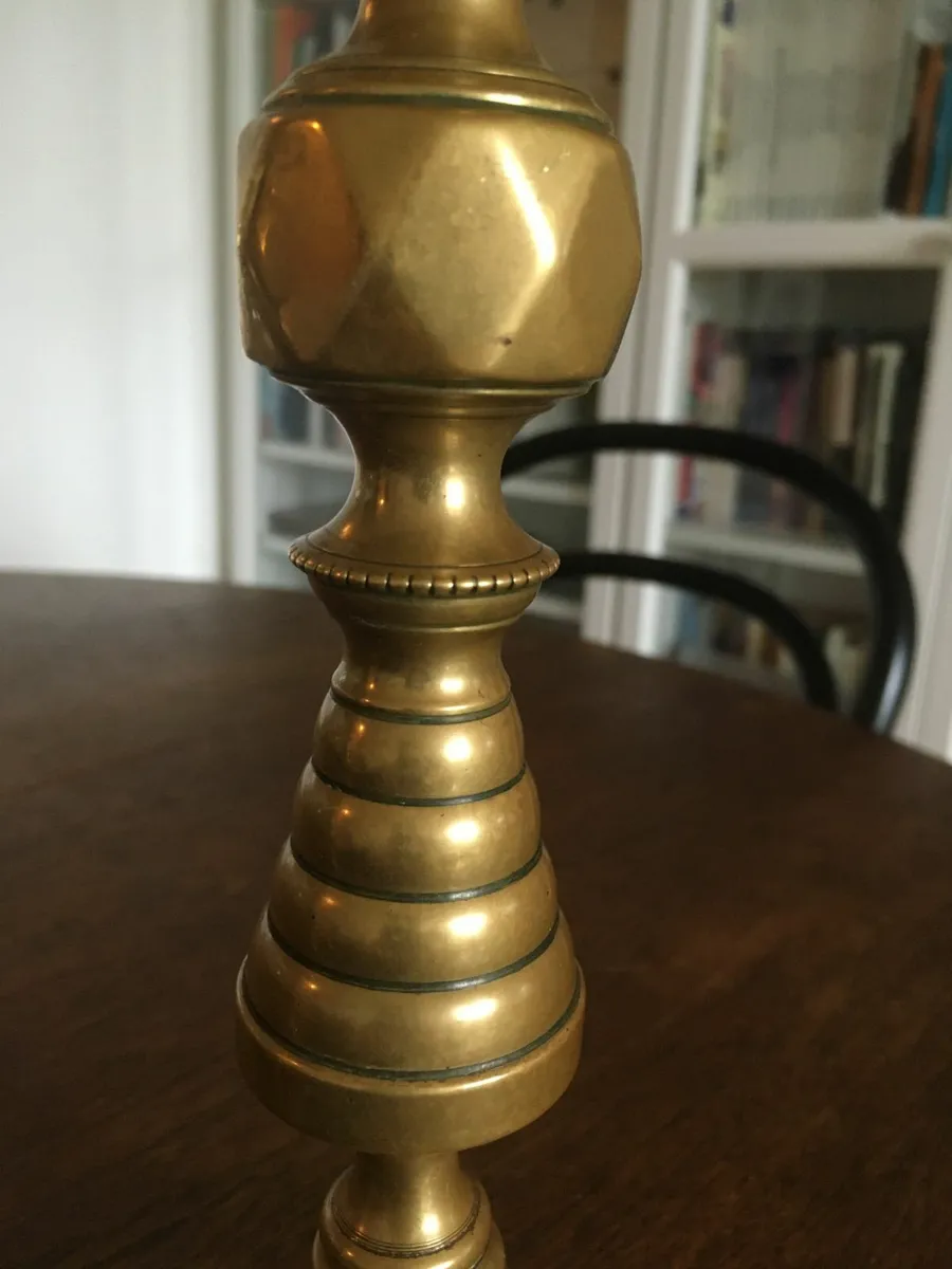 Pair of Antique Brass Candlesticks - Image 1