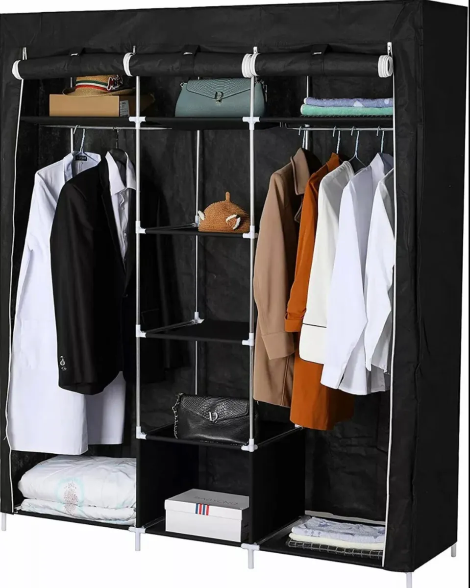 Portable Canvas Covered Wardrobe  NEW - Image 1