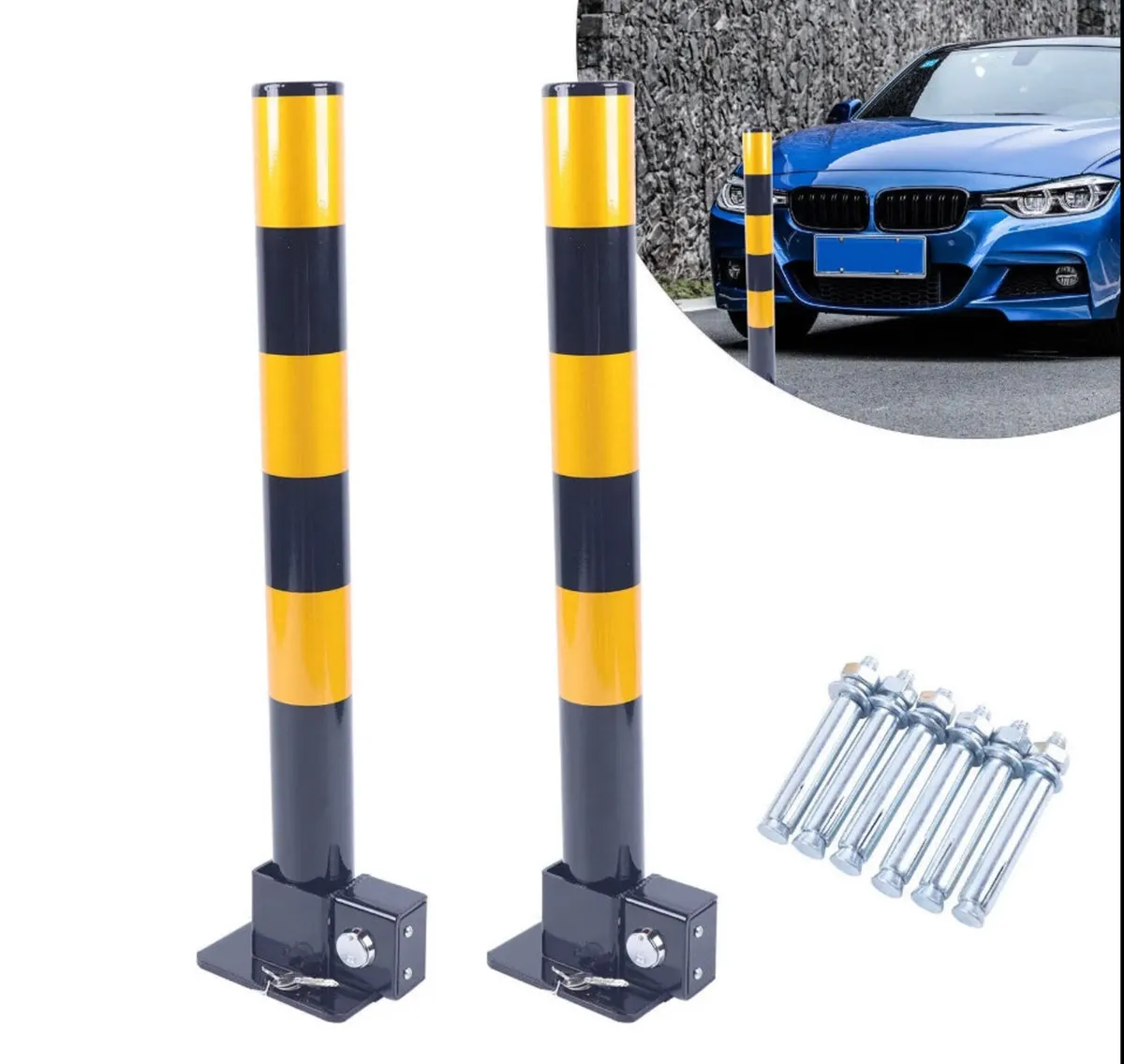 2 x Security Bollards Car Parking Post Barriers - Image 1