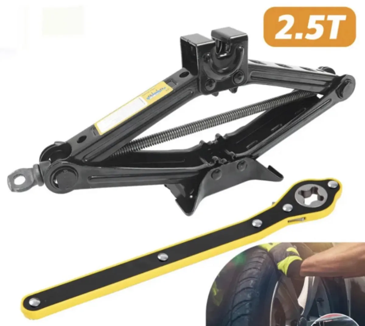 2.5 Ton Tonne Scissor Jack with Crank Speed Handle - Image 1