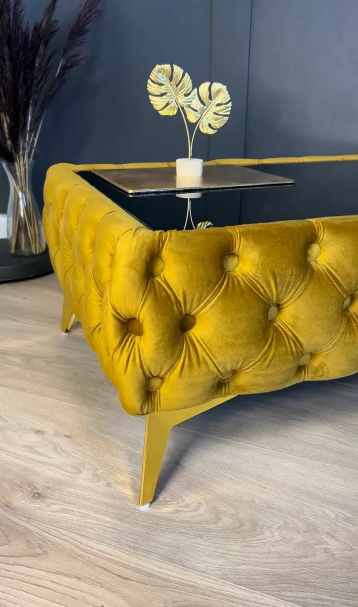 Classic Chesterfield Coffee Table Velvet Rectangle - Image 2
