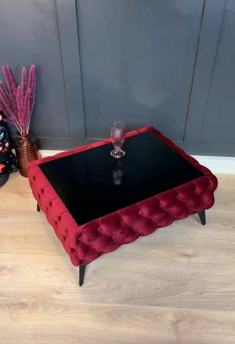 Classic Chesterfield Coffee Table Velvet Rectangle - Image 2
