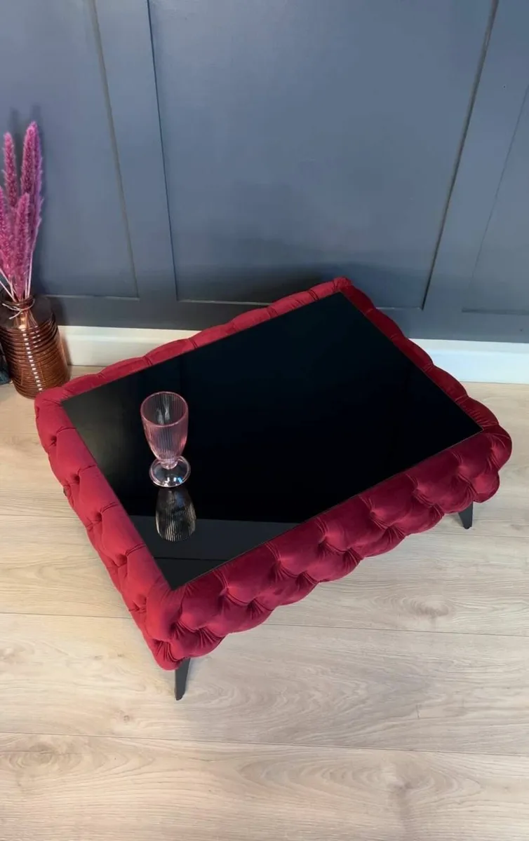 Classic Chesterfield Coffee Table Velvet Rectangle - Image 3
