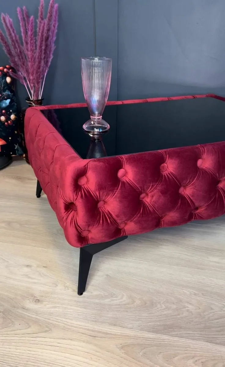 Classic Chesterfield Coffee Table Velvet Rectangle - Image 4
