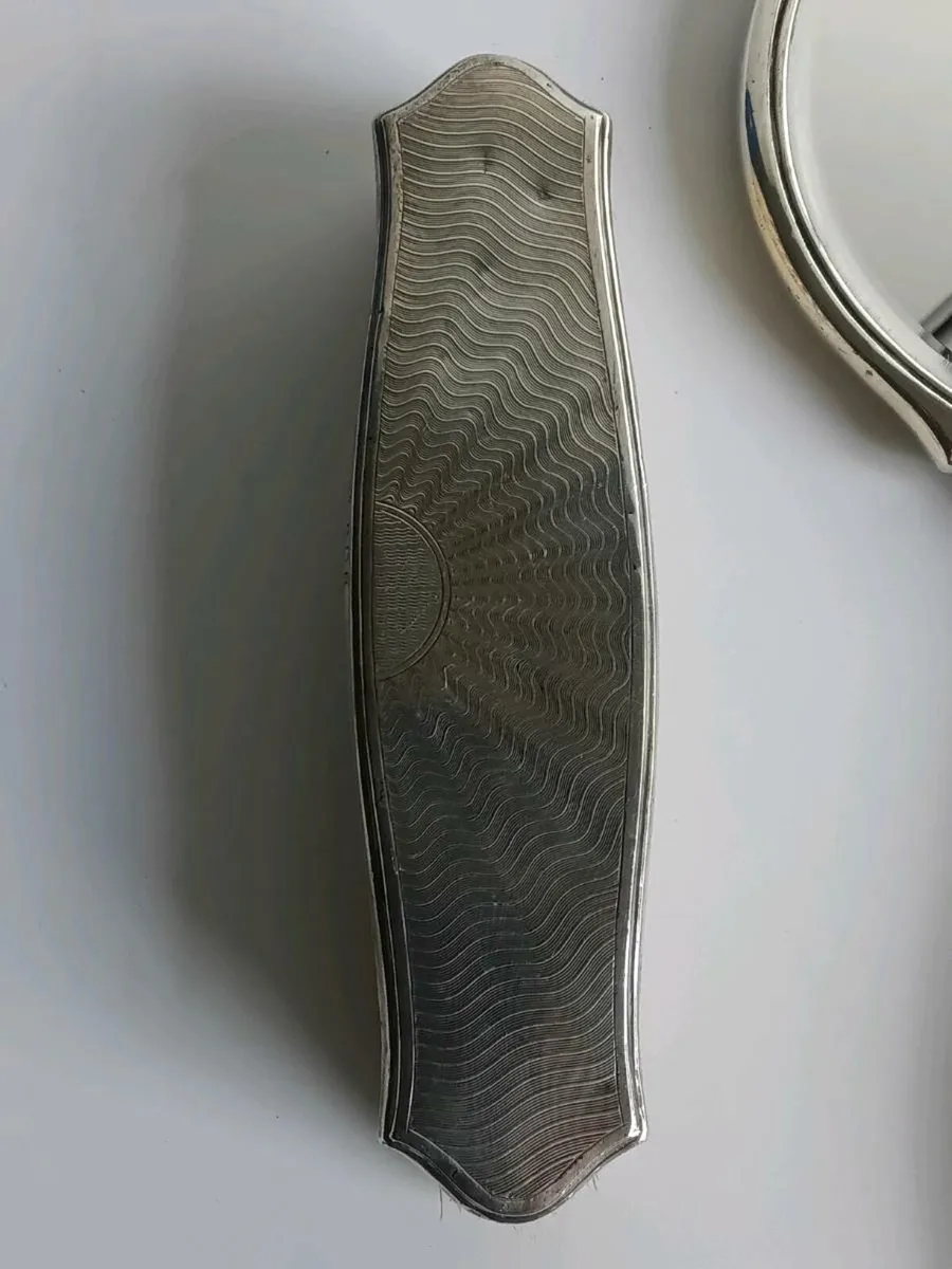 Antique English Sterling Silver Mirror and Brush - Image 2