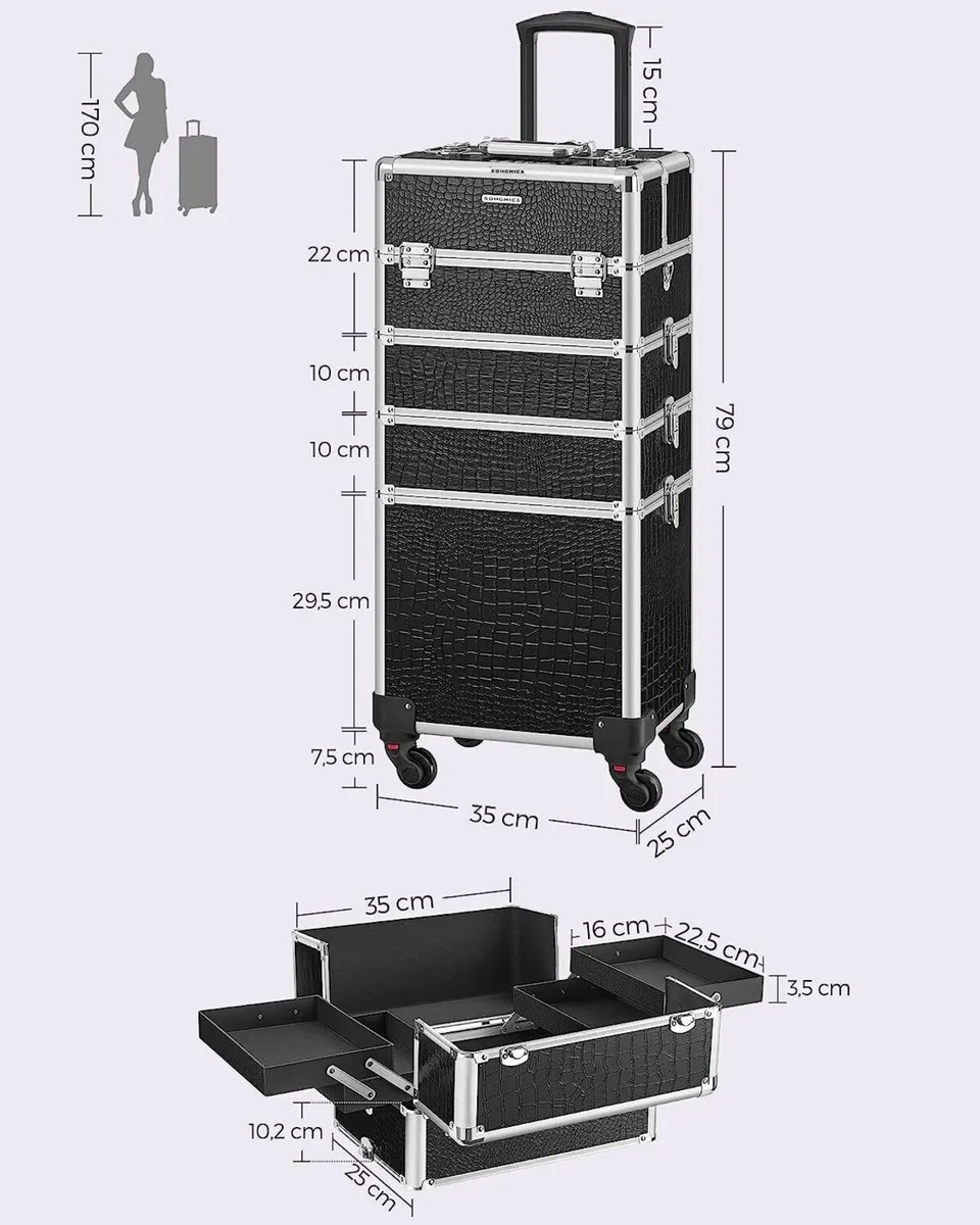 Makeup Trolley Case with Detachable Mini Cases - Image 2