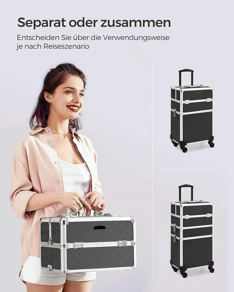 Makeup Trolley Case with Detachable Mini Cases - Image 3