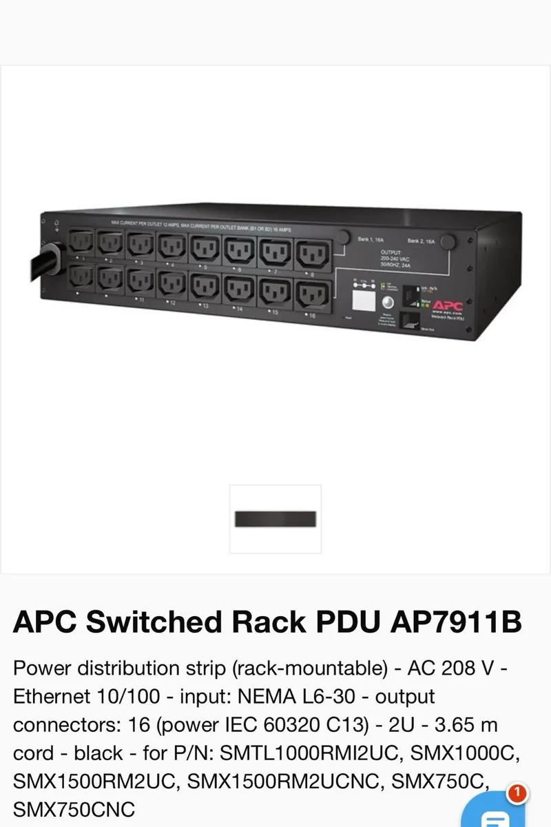APC Switched Rack Pdu Ap7911b
