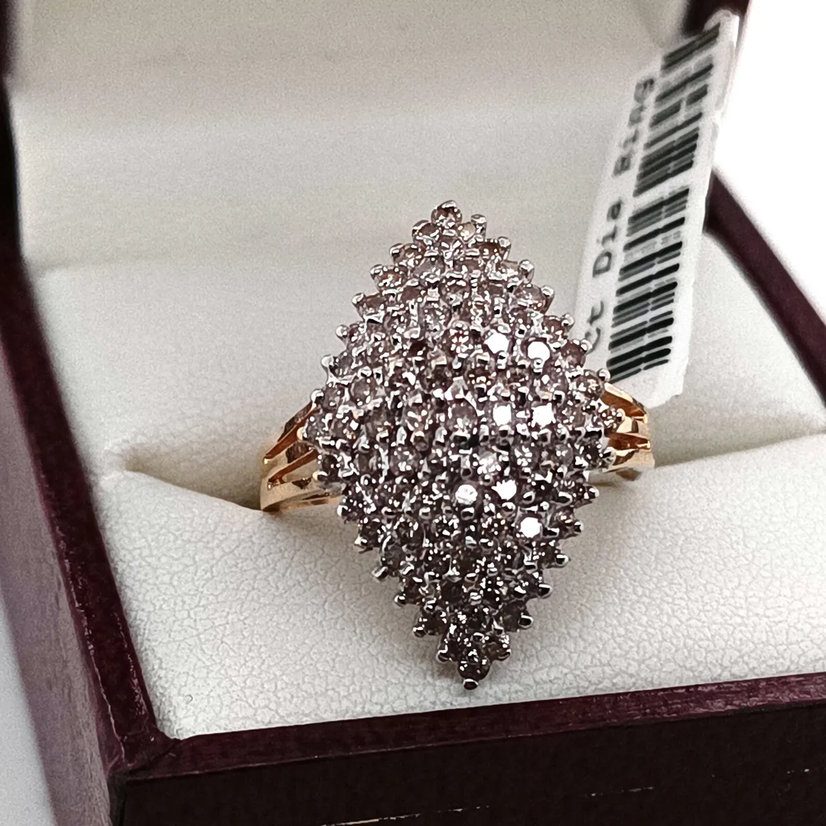Diamond Cluster , Cocktail Ring , 9k Yellow Gold - Image 1