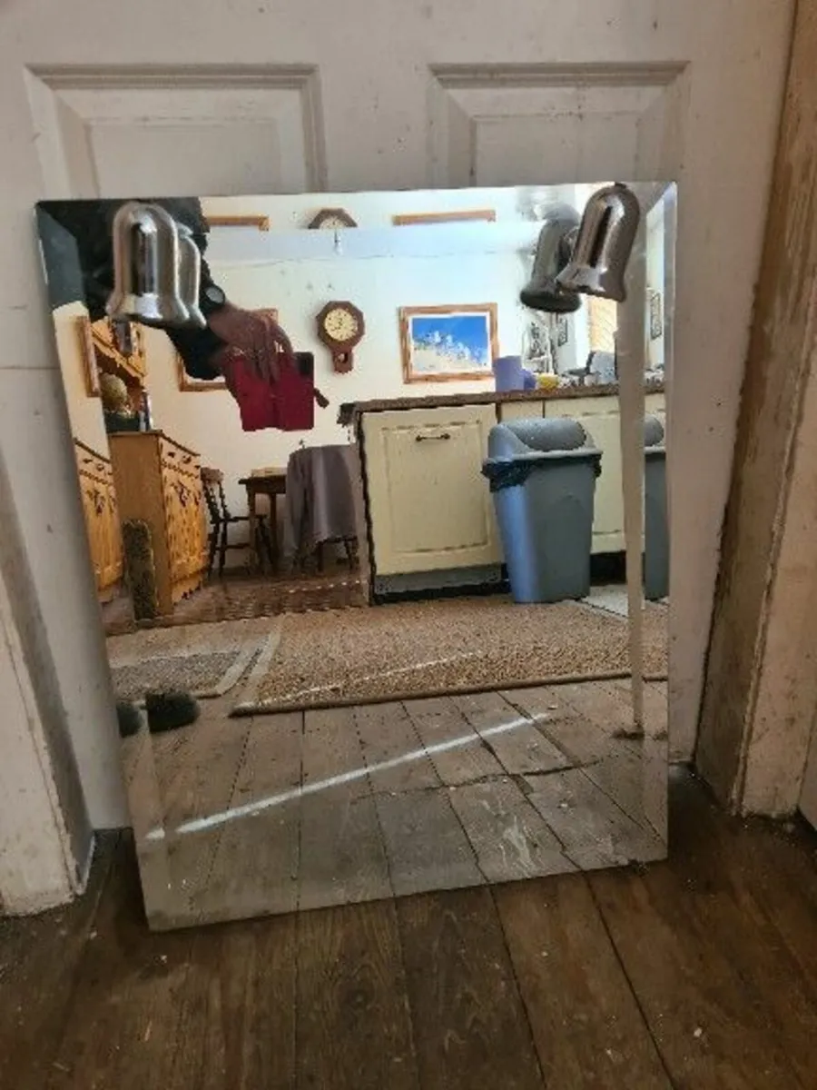 Bathroom over sink beveled mirror with lights - Image 2