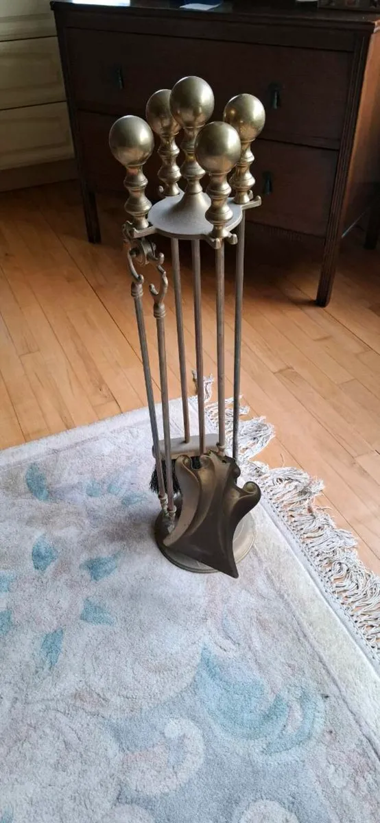Vintage Brass Fire Companion Set - Image 1