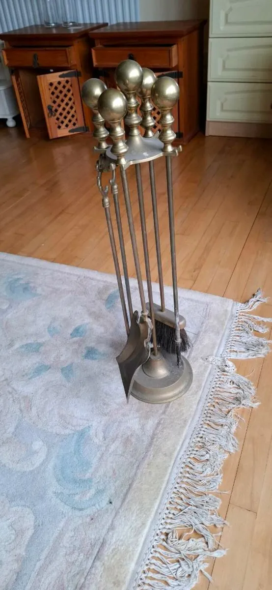 Vintage Brass Fire Companion Set - Image 2