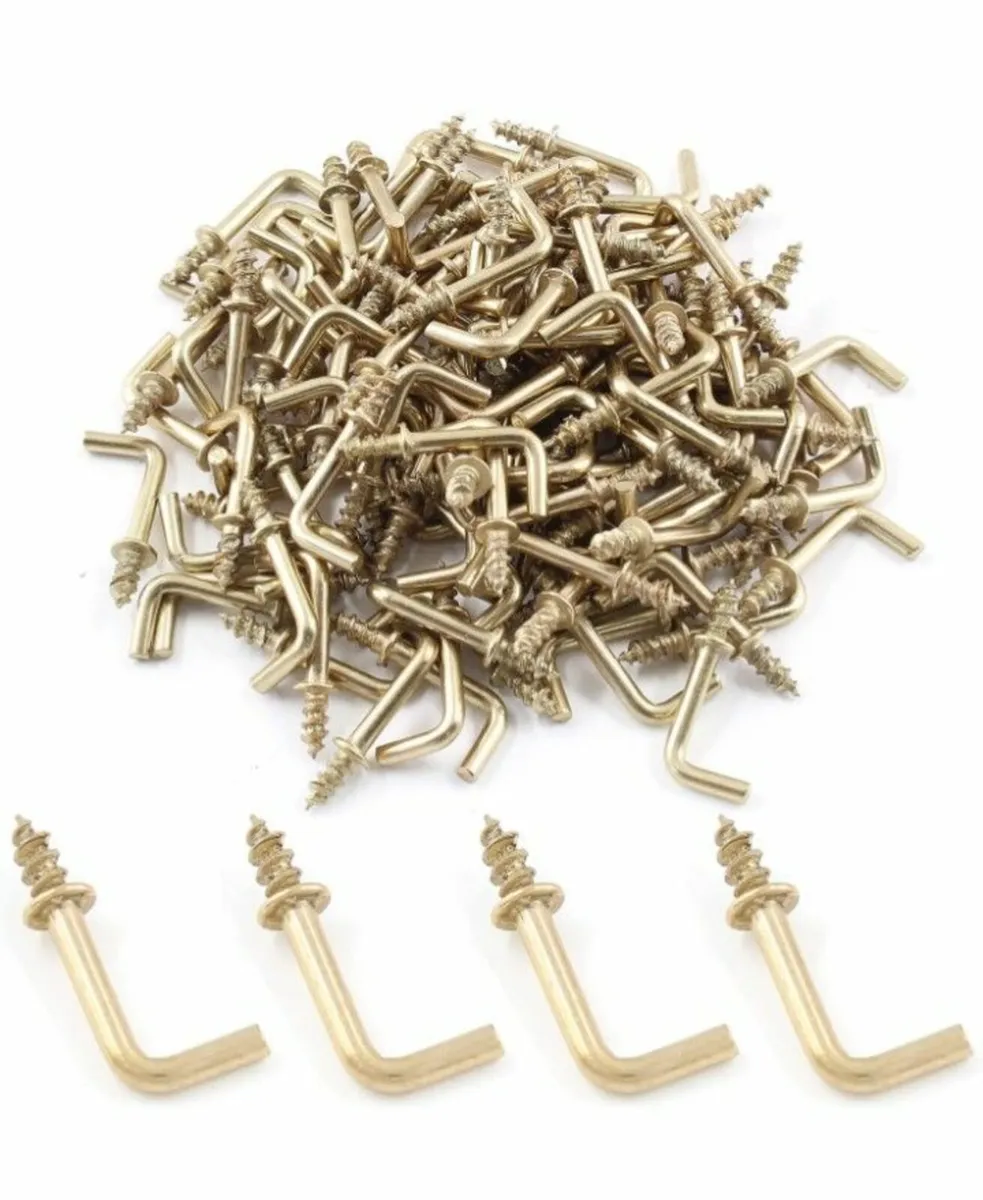 Small Brass L Square Hooks - Image 1
