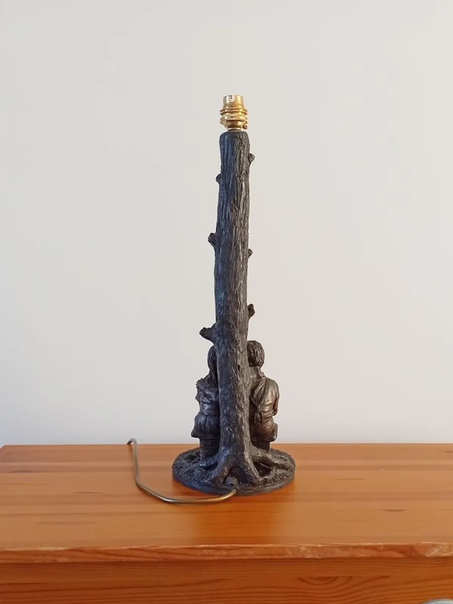 Tall Genesis table lamp Girl & Boy Under the Tree  hand made in Mullingar, Ireland  1996  height  47 cm - Image 2