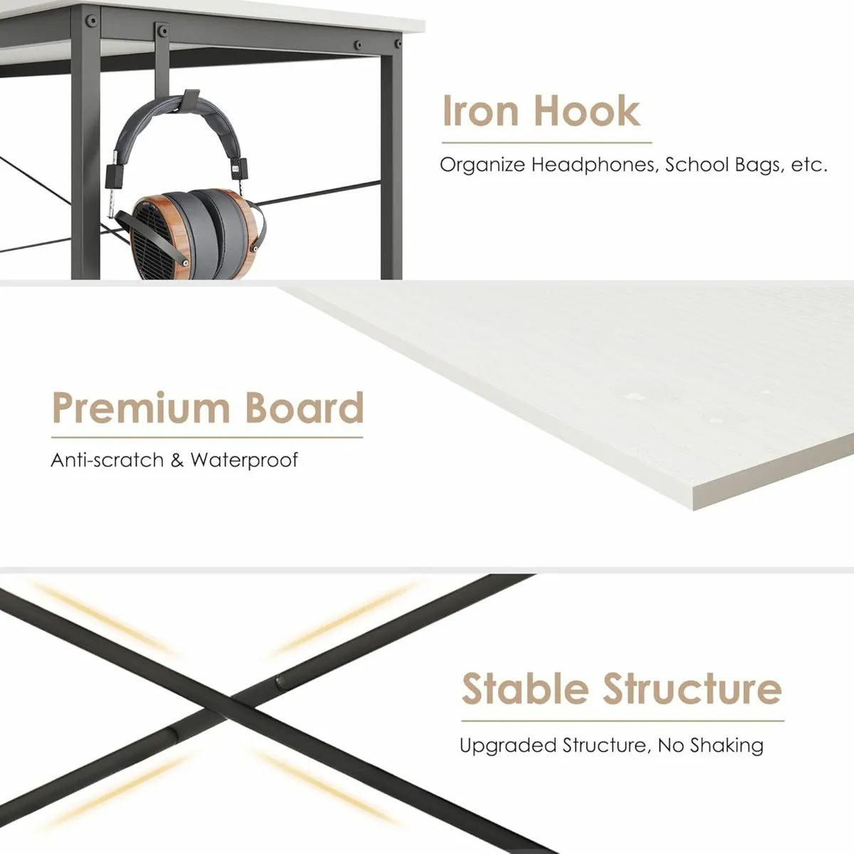 80x40 cm Computer Desk Home Office Desk White - Image 4