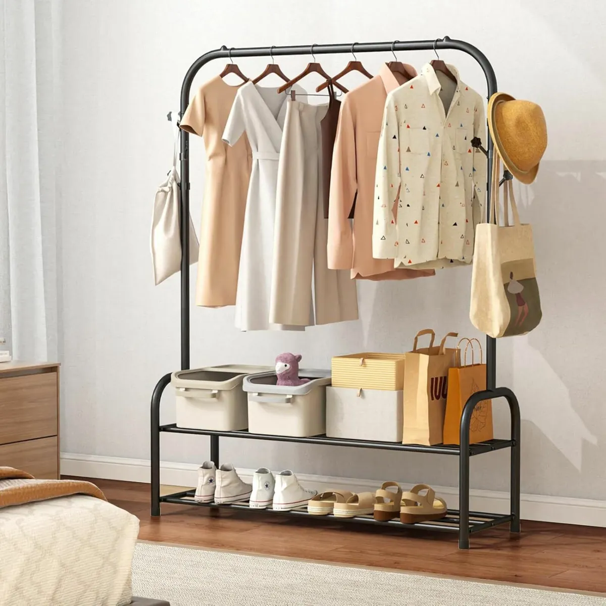 Clothes Rail Bedroom Freestanding Storage Shelves - Image 3