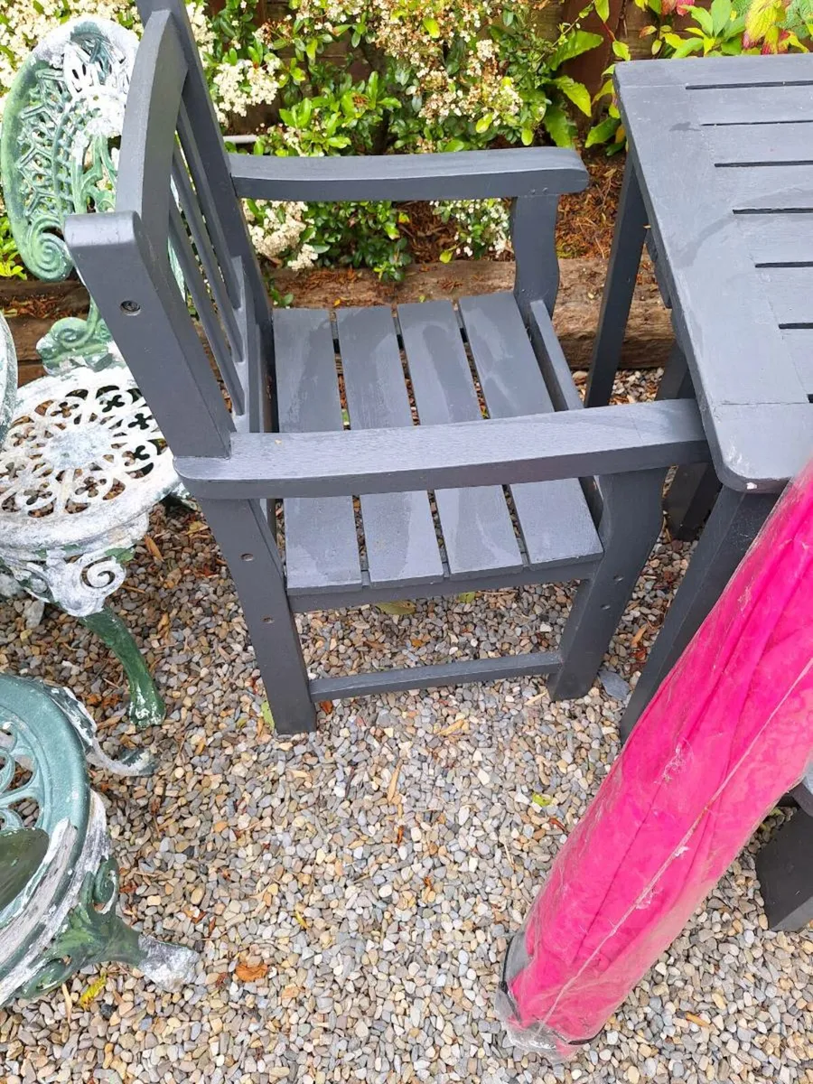 Picnic table umbrella 2 chairs and 2 benches - Image 2