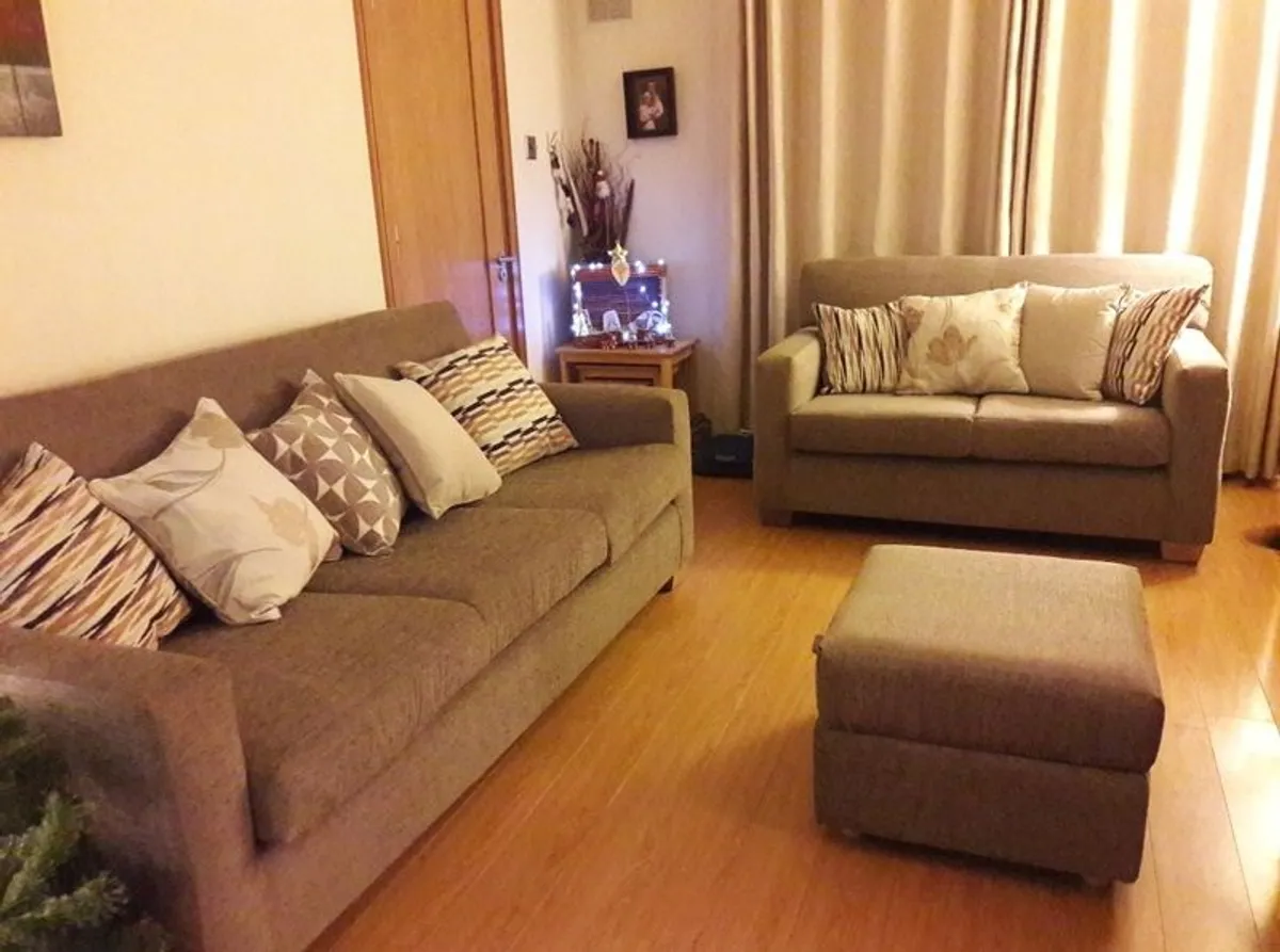 3 and 2 seater sofa and seat/poof/ footstool with storage - Image 1