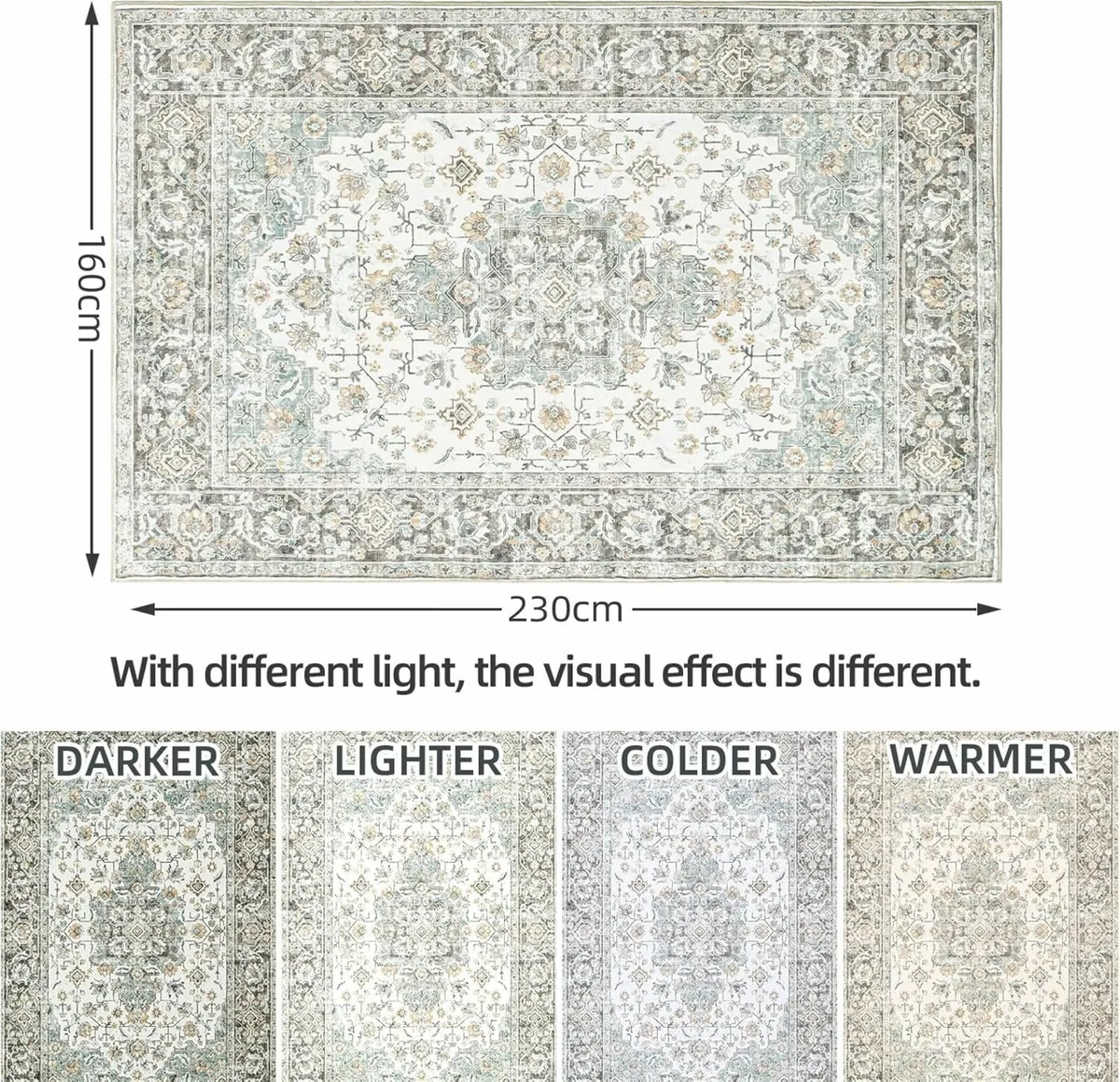 Living Room Soft Kid Pet Friendly Rug 160x230cm - Image 3