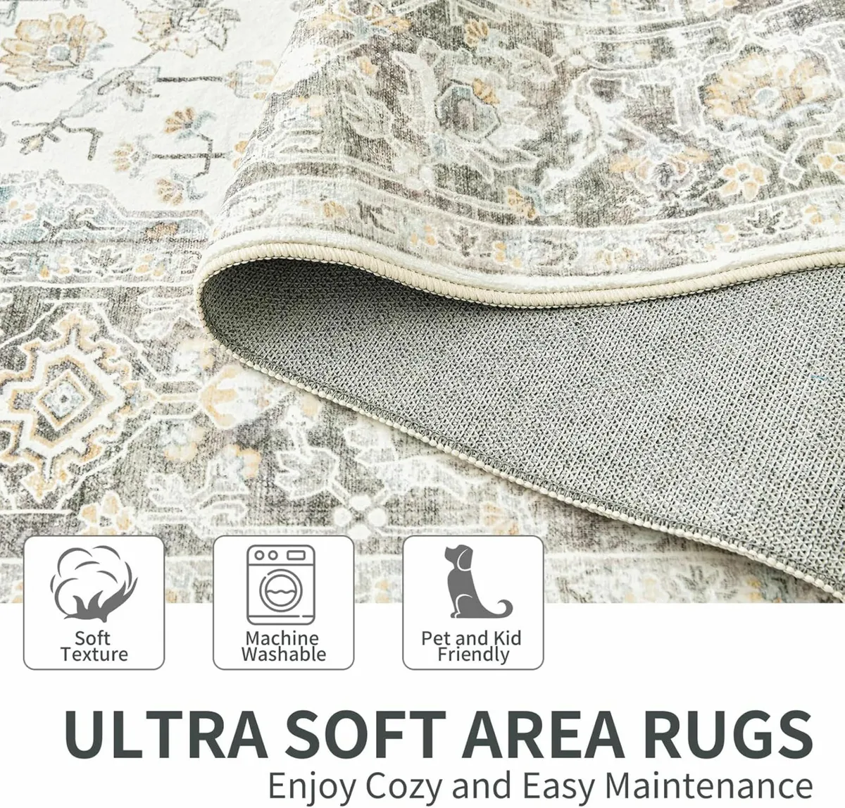 Boho Soft Vintage Rug Large Living Room 200x300cm - Image 4