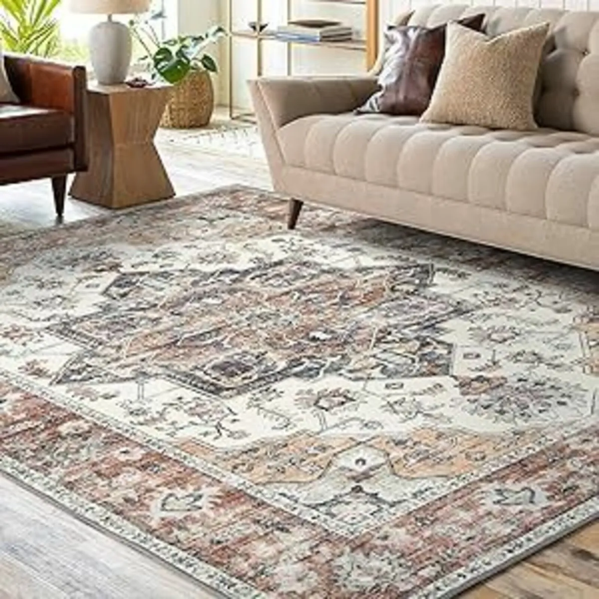 Vintage Boho Rug Brick-Red Living Room 160x230cm - Image 2