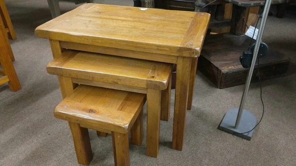 Solid Oak Nest Of Tables - Image 2
