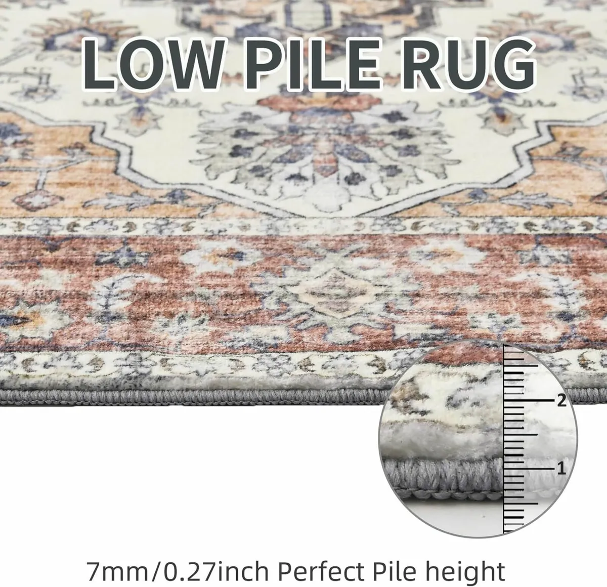 Living Room 160x230 cm Vintage Boho Brick-Red - Image 3