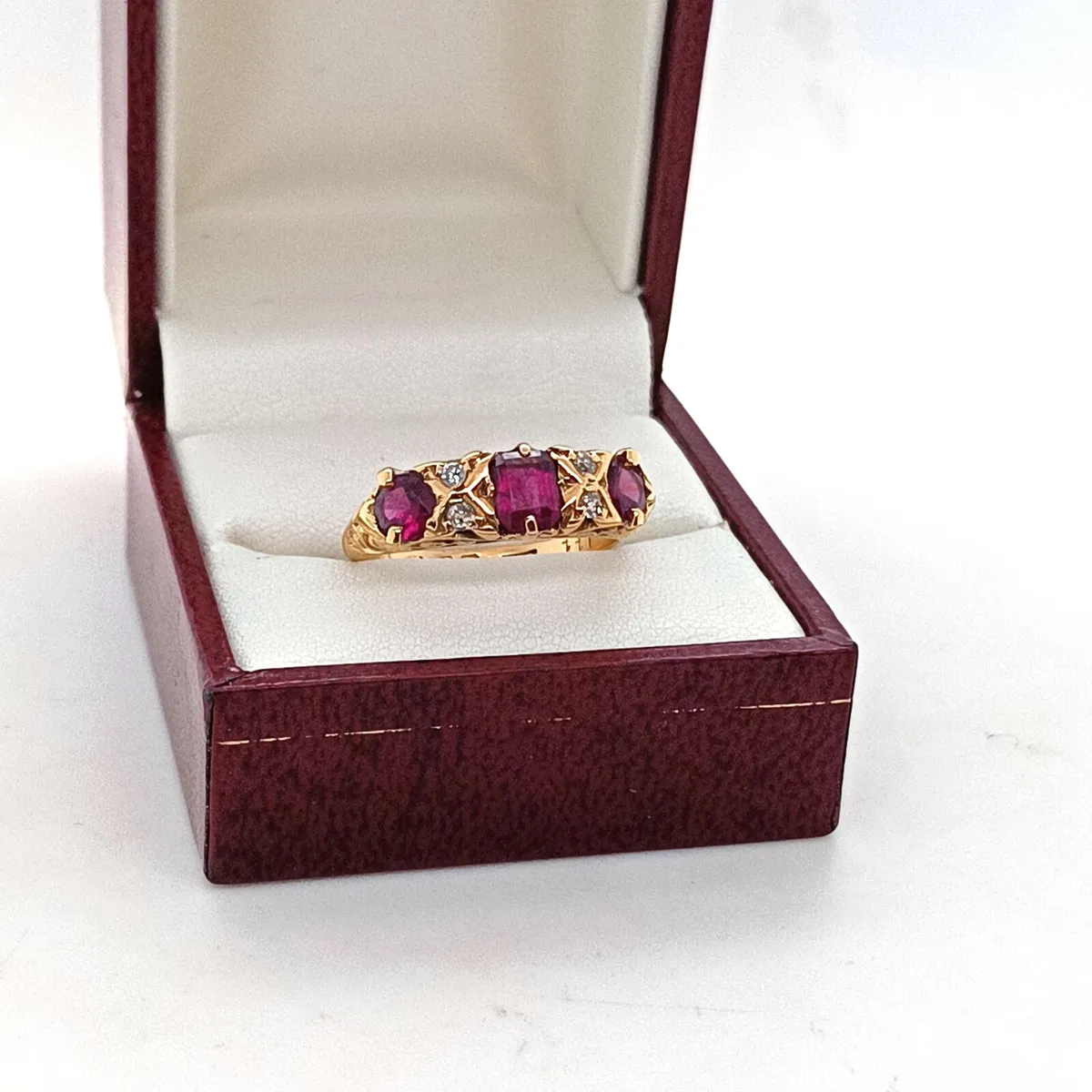 Vintage Ruby & Diamond Gypsy Ring, 18k Yellow Gold - Image 1