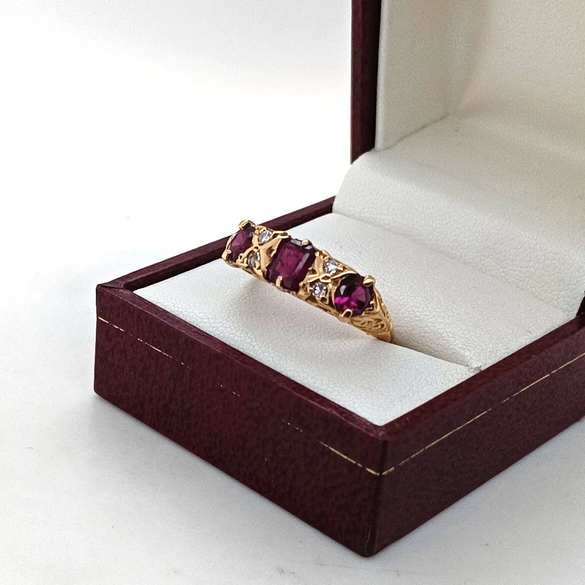 Vintage Ruby & Diamond Gypsy Ring, 18k Yellow Gold - Image 3