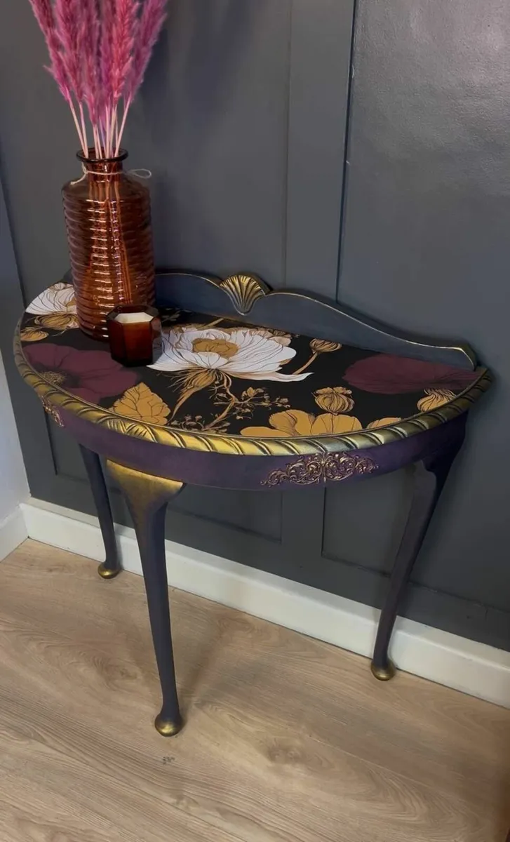 Golden Bloom Half-Moon Table - Image 1