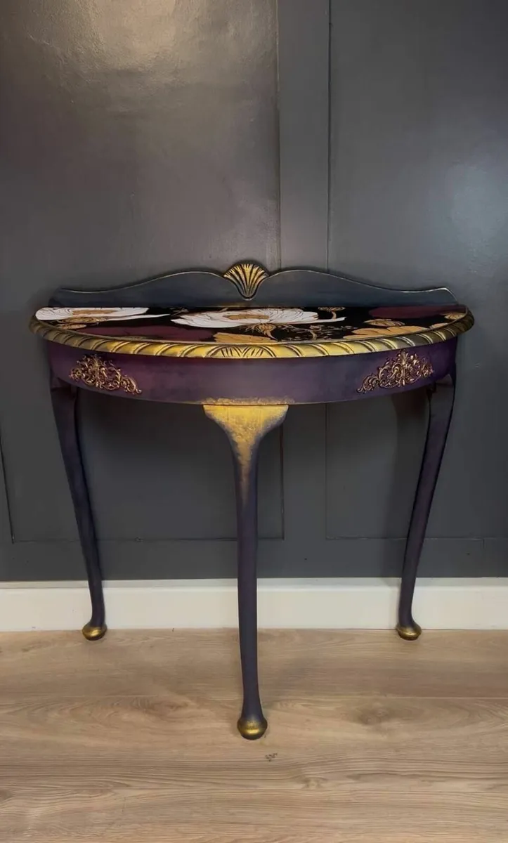 Golden Bloom Half-Moon Table - Image 3