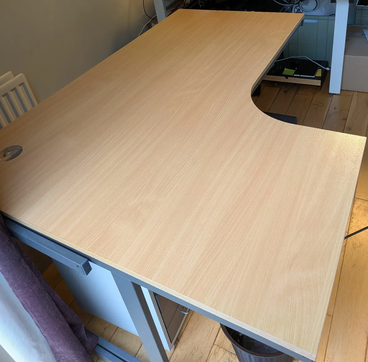 Left handed Beech Office Desk W1524 xD1156 xH736mm - Image 4