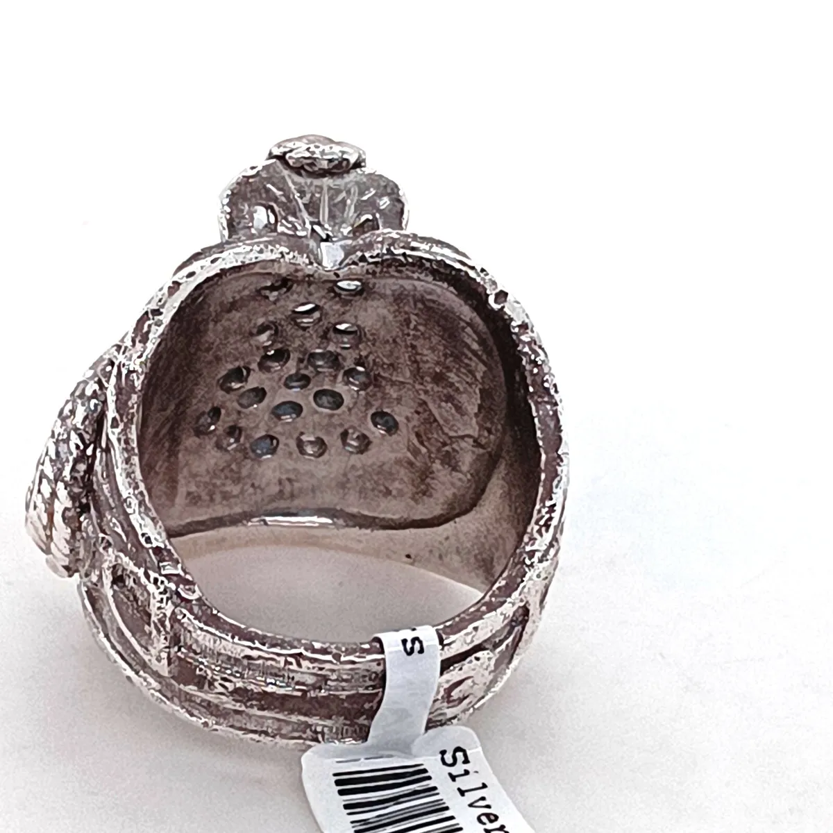 Heavy Saddle Ring, Solid Silver & Zirconias - Image 4
