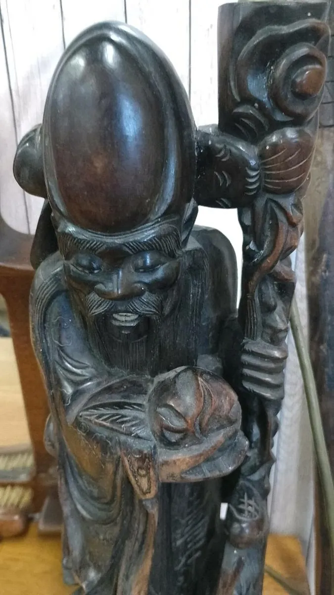 Late 19th Shou Xing Rosewood Lamp - Image 2