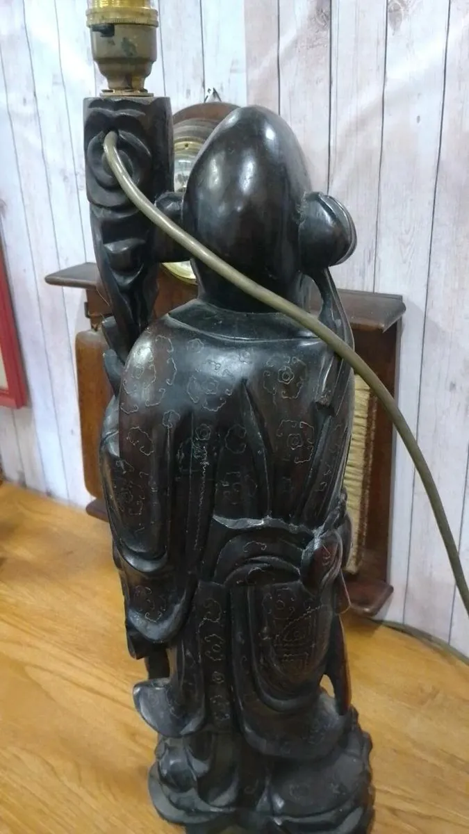 Late 19th Shou Xing Rosewood Lamp - Image 3