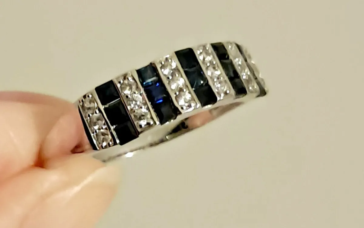 White Gold Sapphire Band - Image 3