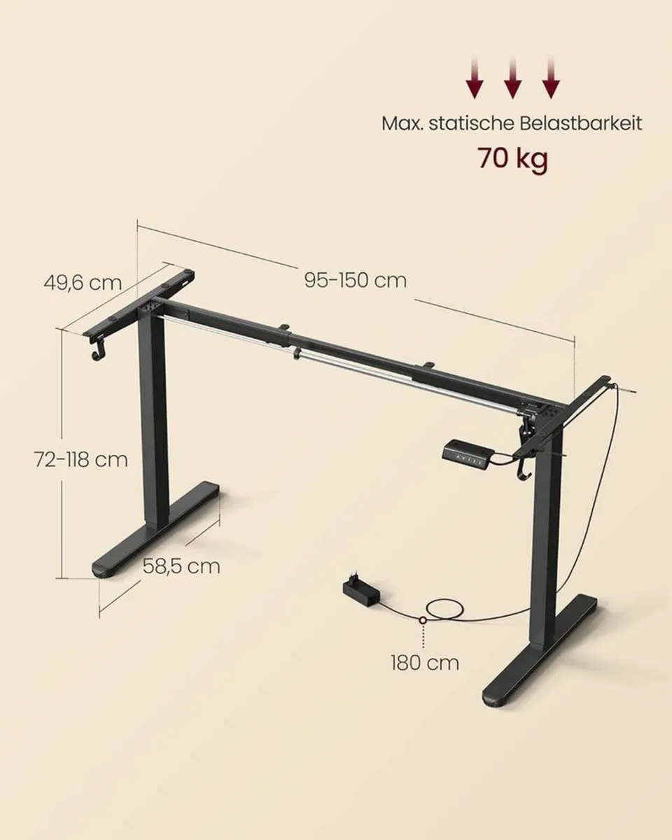 Electric Height-Adjustable Desk Frame without Tabl - Image 3