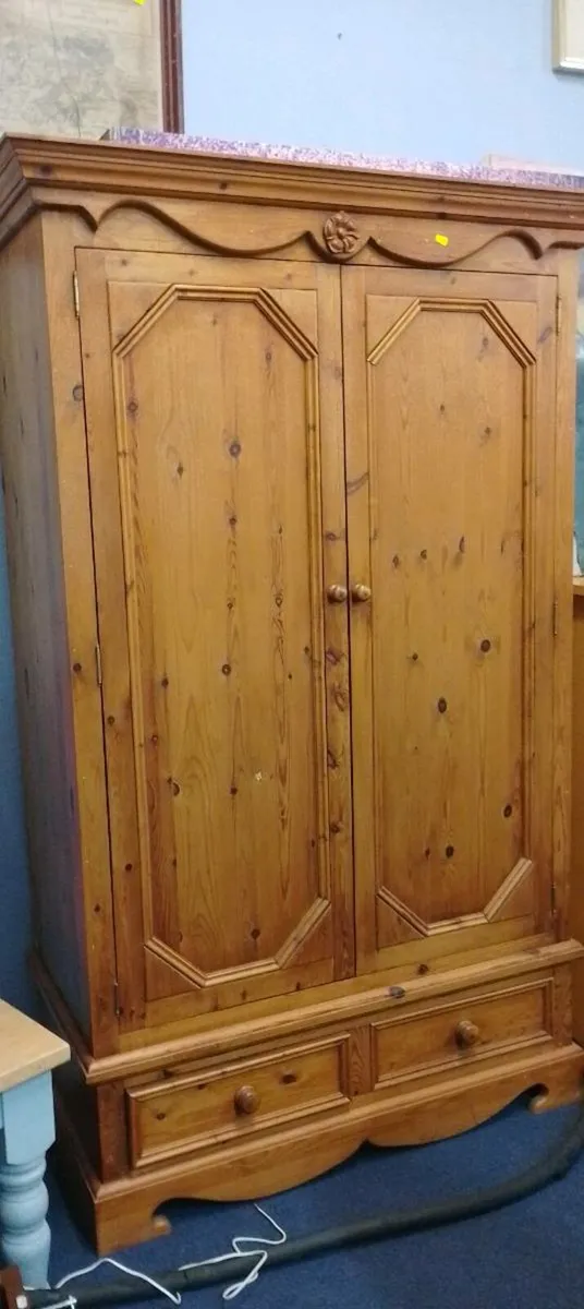 Large Decorative Rustic Pine Wardrobe - Image 1