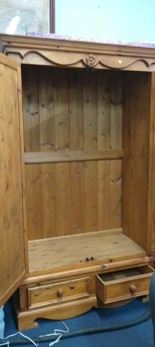 Large Decorative Rustic Pine Wardrobe - Image 3