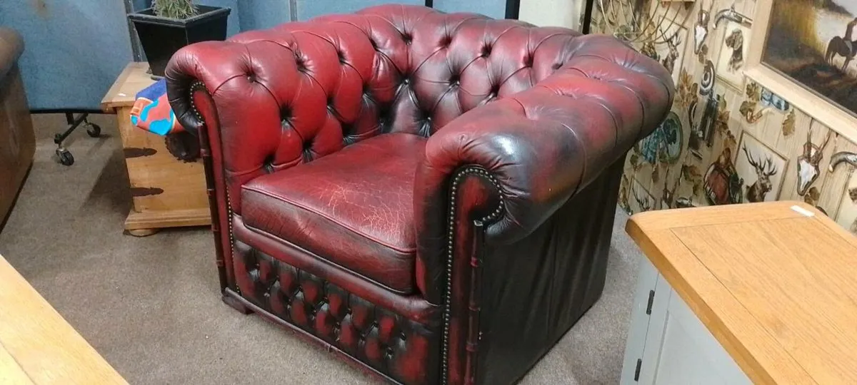 Red Leather Chesterfield Club Armchair