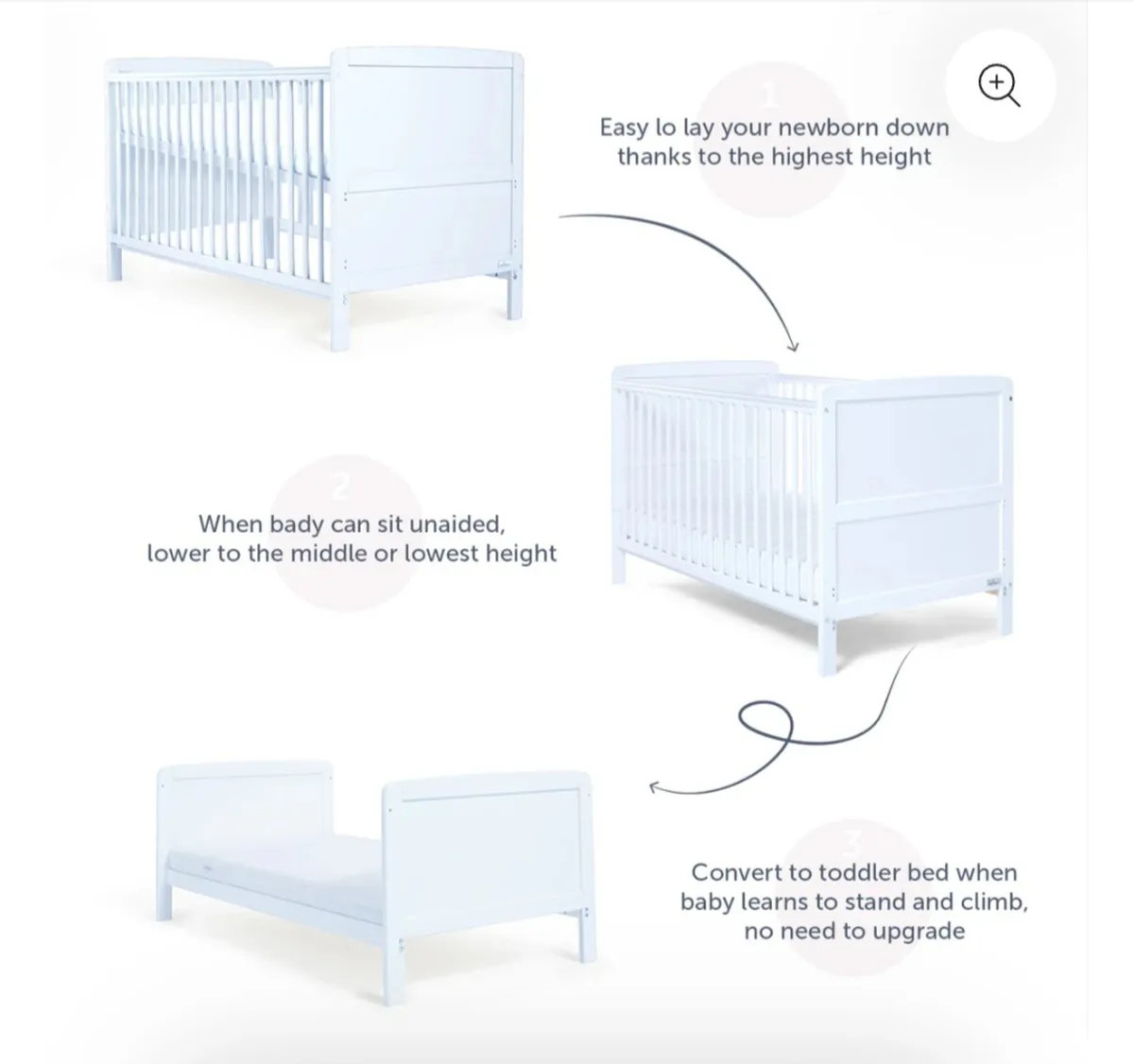 Cot Bed + Mattress - Image 4