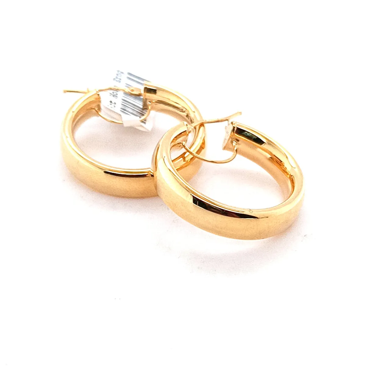 9k Yellow Gold Hoops Earrings, New - Image 1