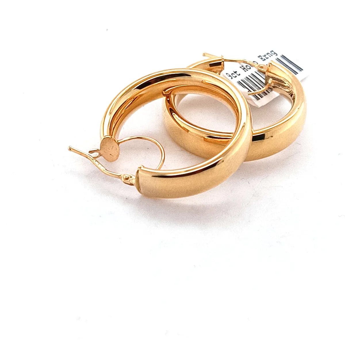 9k Yellow Gold Hoops Earrings, New - Image 2