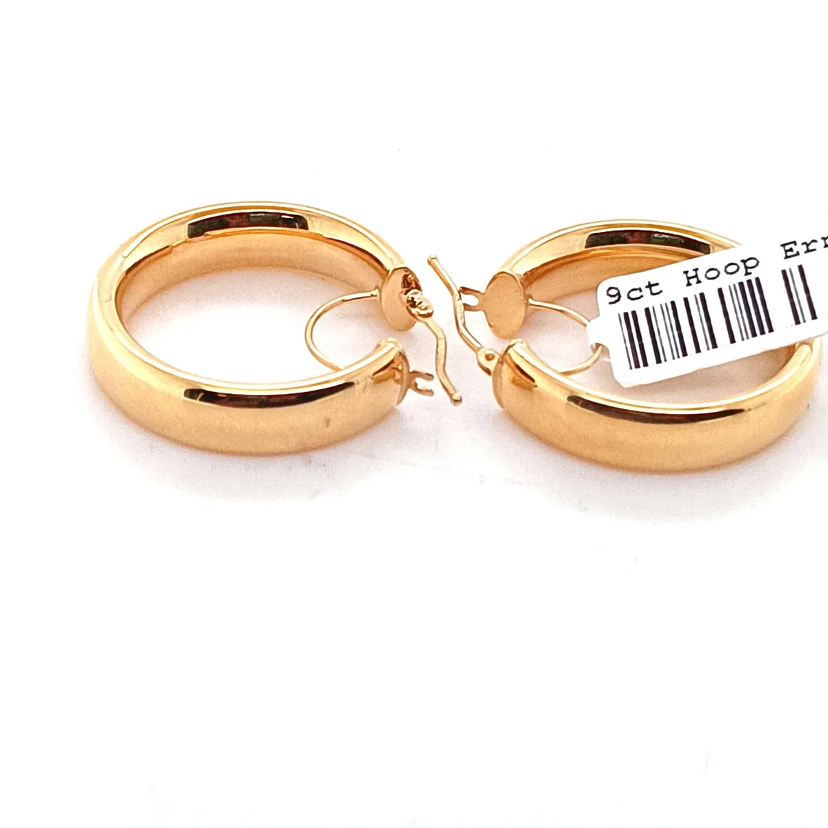 9k Yellow Gold Hoops Earrings, New - Image 3