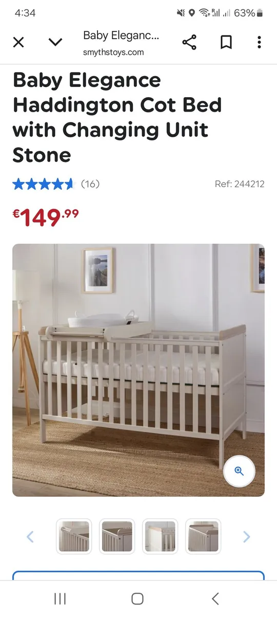 Cot bed with mattress - Image 1