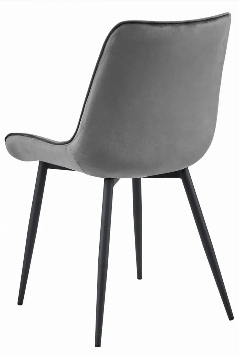 4 x chair dark grey velvet  legs black Vero A - Image 2
