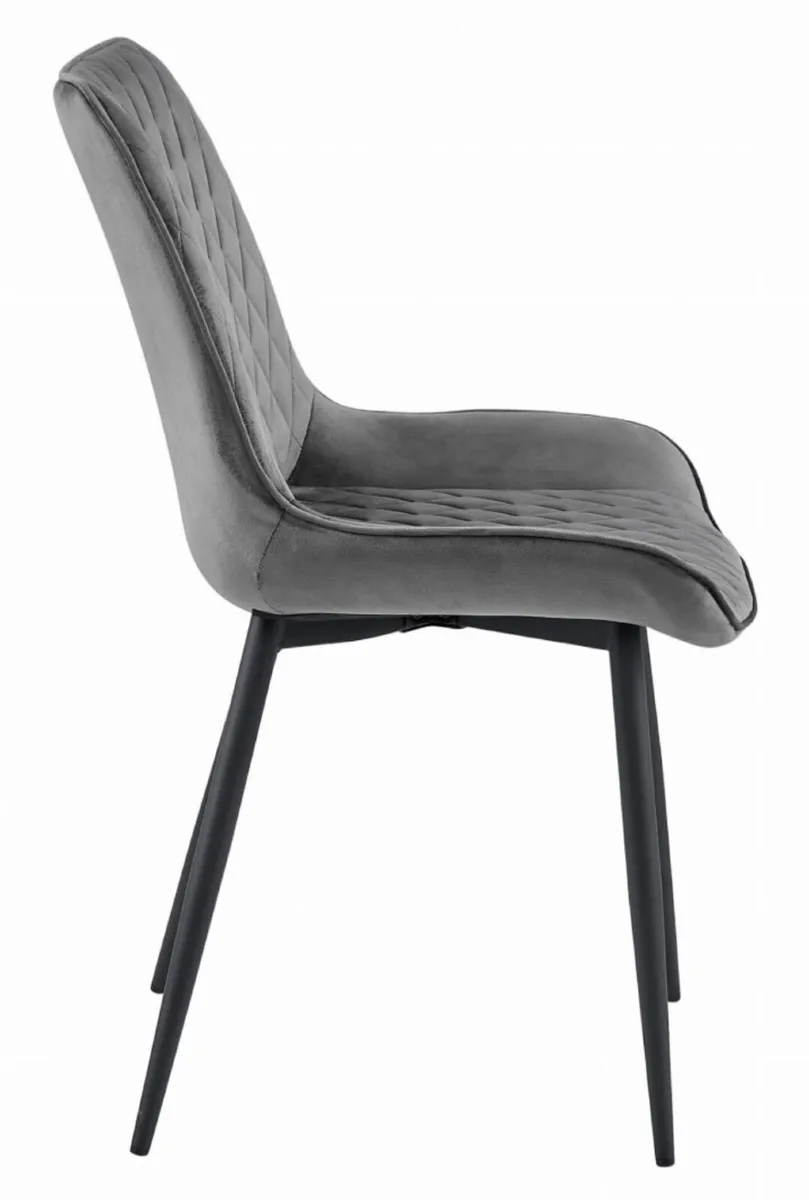4 x chair dark grey velvet  legs black Vero A - Image 3