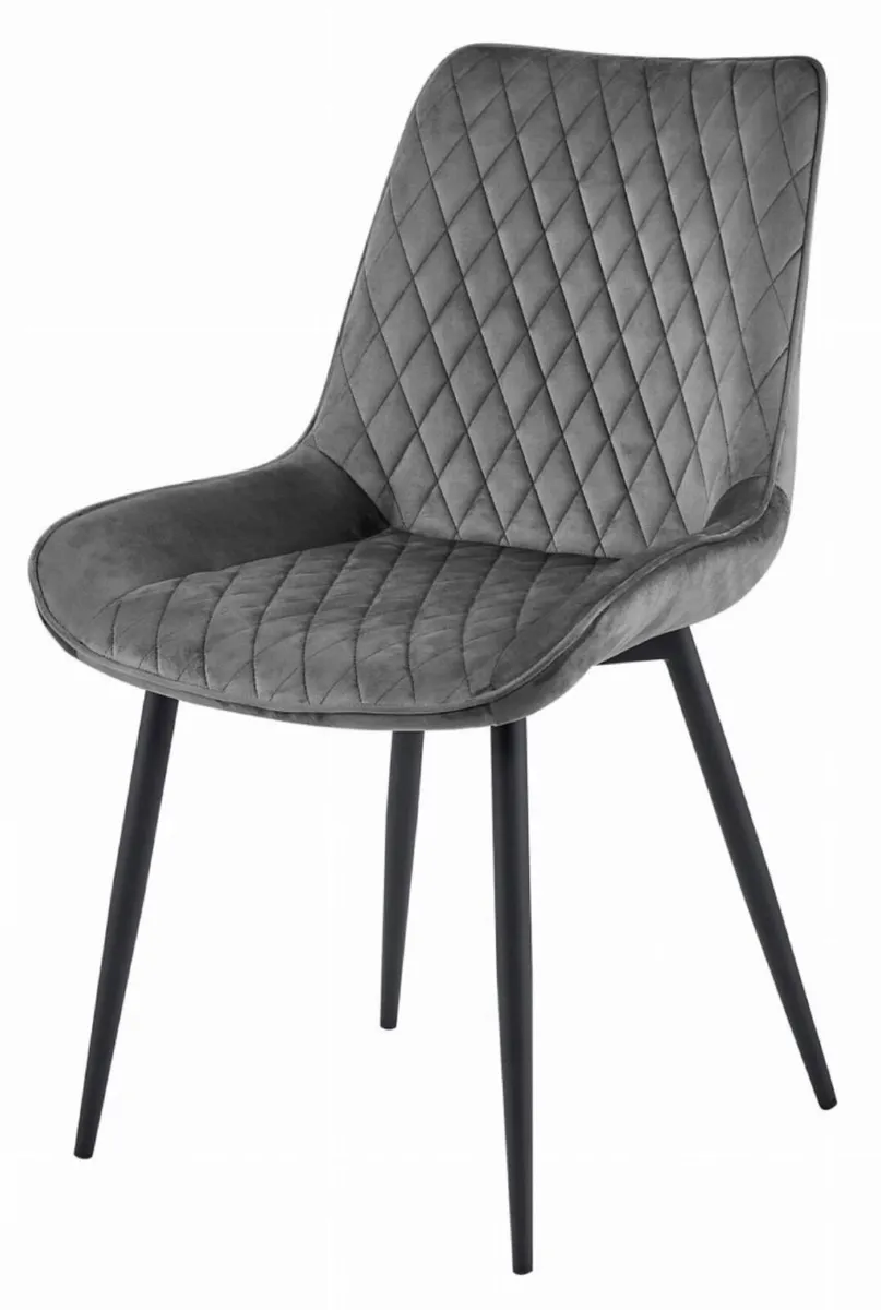 4 x chair dark grey velvet  legs black Vero A - Image 4