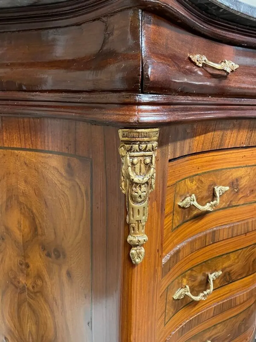 Elegant Large Vintage Tallboy with Marble Top - Image 4